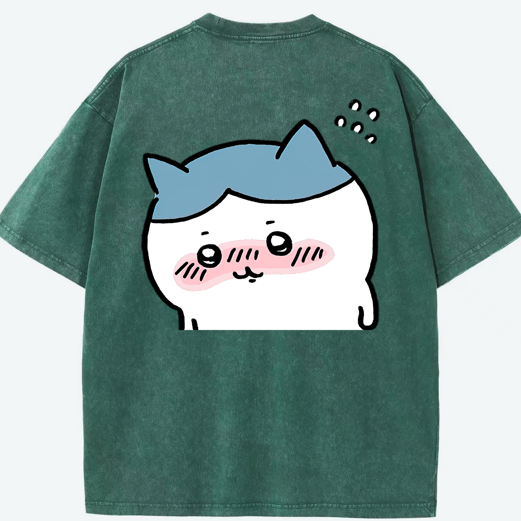 （画像用） ちいかわ ハチワレ Chii-kawa hachiware 綿100% ヴィンテージ風 半袖Tシャツ（背面プリント）
